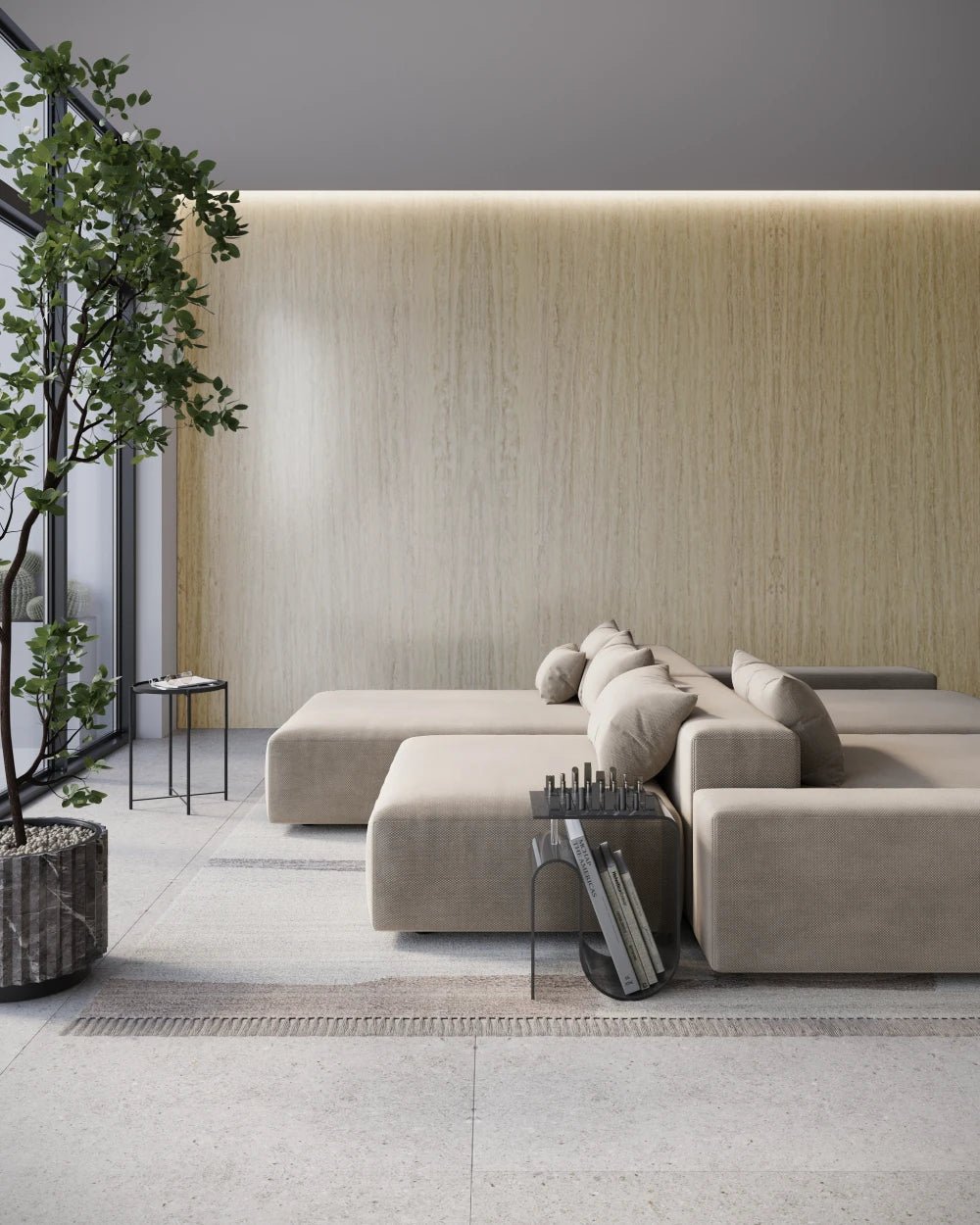 Travertino Cremo Faux Wall Panel - FWP947068 - CrownCornice Mouldings & Millworks Inc.