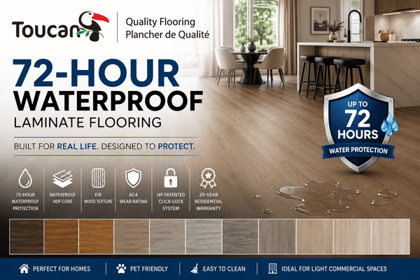 72-Hour Waterproof Laminate Flooring - CrownCornice Mouldings & Millworks Inc.