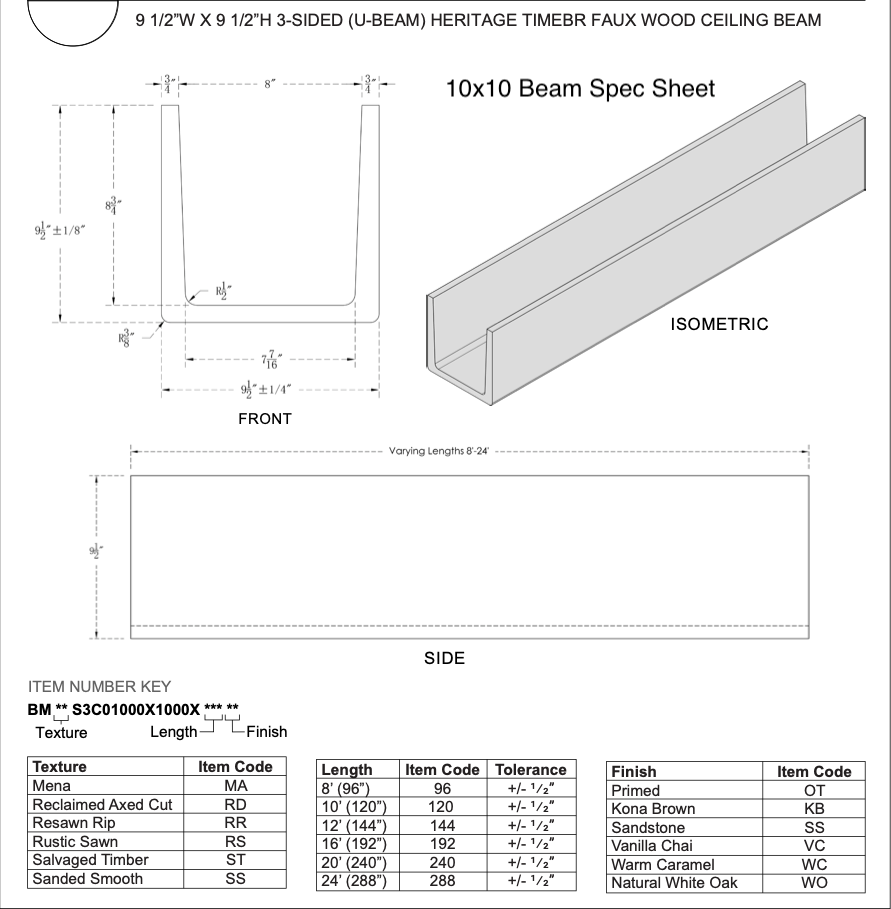 MENA FAUX WOOD CEILING BEAM- PRIMED TAN