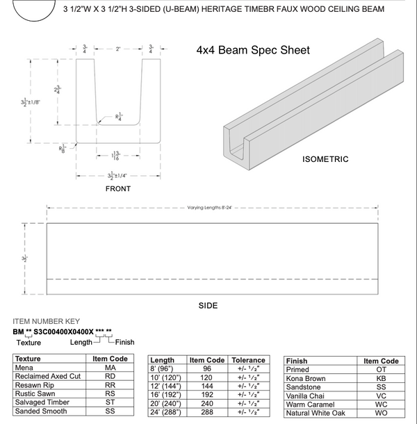 MENA FAUX WOOD CEILING BEAM- PRIMED TAN