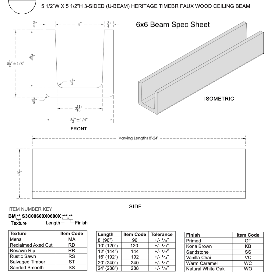 MENA FAUX WOOD CEILING BEAM- PRIMED TAN