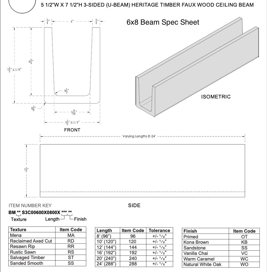 RECLAIMED AXED CUT FAUX WOOD CEILING BEAM - PRIMED TAN