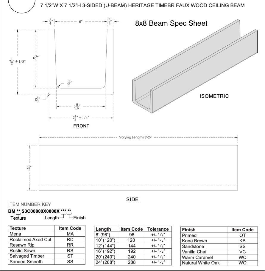 RECLAIMED AXED CUT FAUX WOOD CEILING BEAM - PRIMED TAN