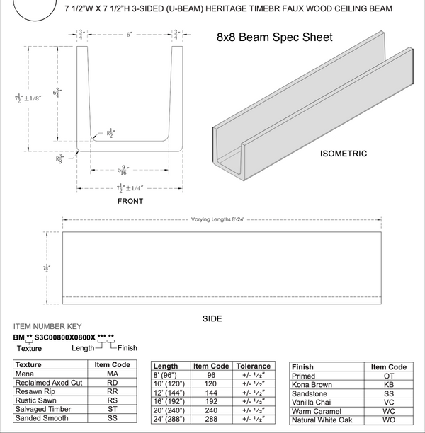 MENA FAUX WOOD CEILING BEAM- PRIMED TAN