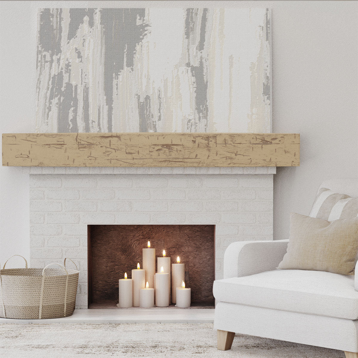 Hand Hewn Faux Wood Fireplace Mantel 4