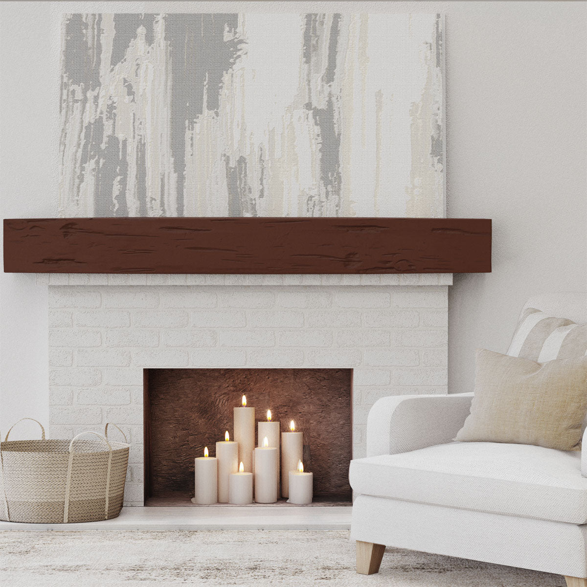 Hand Hewn Faux Wood Fireplace Mantel 4