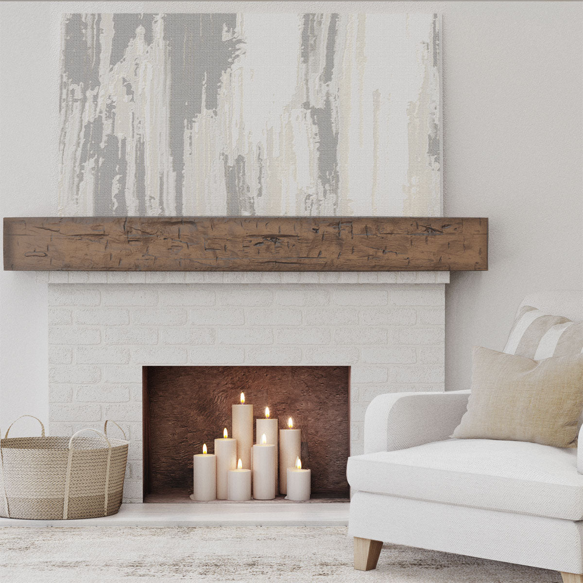 Hand Hewn Faux Wood Fireplace Mantel 4