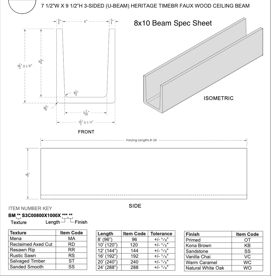 MENA HERITAGETIMBER FAUX WOOD CEILING BEAM, NATURAL WHITE OAK - CrownCornice Mouldings & Millworks Inc.