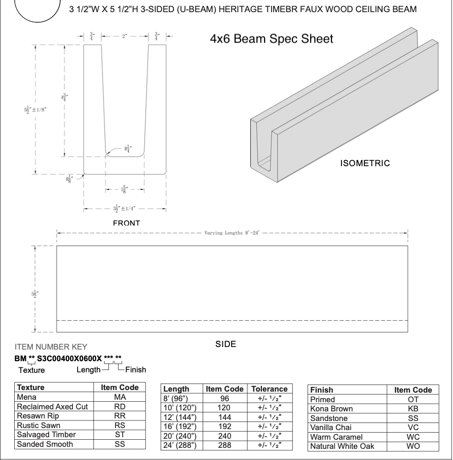 MENA HERITAGETIMBER FAUX WOOD CEILING BEAM, NATURAL WHITE OAK - CrownCornice Mouldings & Millworks Inc.