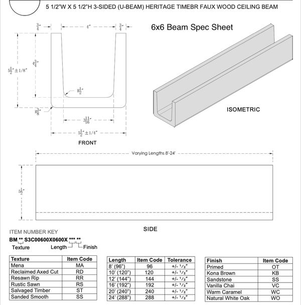 MENA HERITAGETIMBER FAUX WOOD CEILING BEAM, NATURAL WHITE OAK - CrownCornice Mouldings & Millworks Inc.