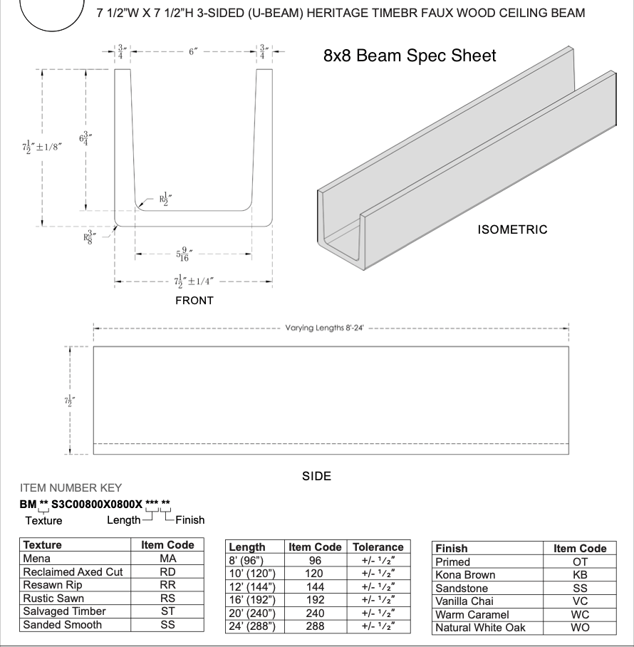 MENA HERITAGETIMBER FAUX WOOD CEILING BEAM, NATURAL WHITE OAK - CrownCornice Mouldings & Millworks Inc.